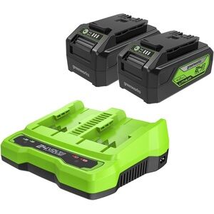 Greenworks 24V 4.0Ah USB Battery (2-Pack) Starter Kit + Dual Port Rapid Charger